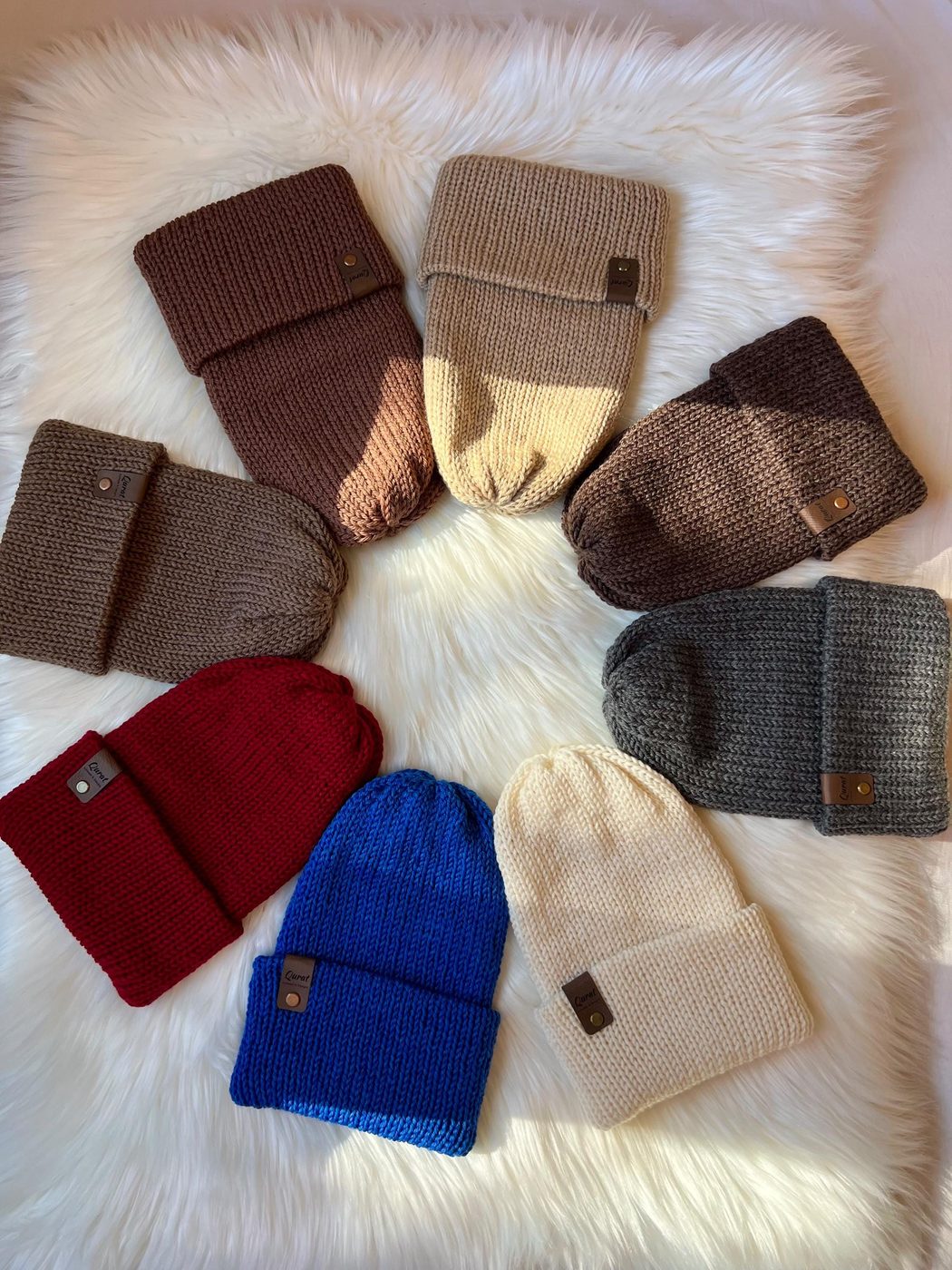 Folded-brim wool beanie, Unisex, ready to ship