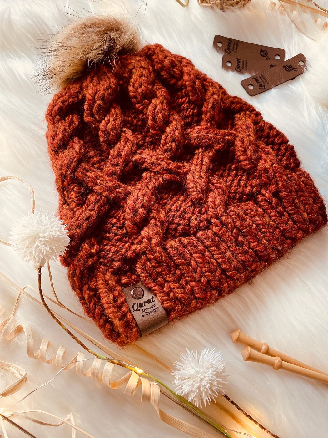 Rust chunky beanie, Extra warm